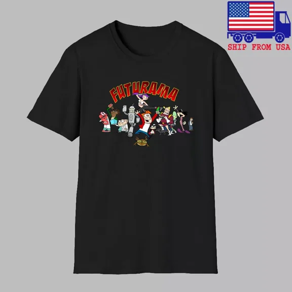 Reprint Rare Futurama Cartoon TV Show Men's Black Size S-5XL