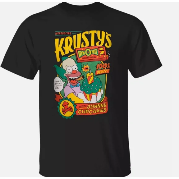 Reprint Rare GILDAN TEE Krusty the Clown Movie Graphic Funny T-shirt Black Gift For Family