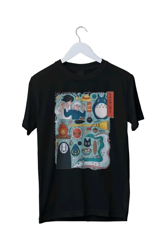 Reprint Rare Ghibli Art Theme Graphic Print Mens Unisex T-Shirt S M L XL 2 3 4 XL