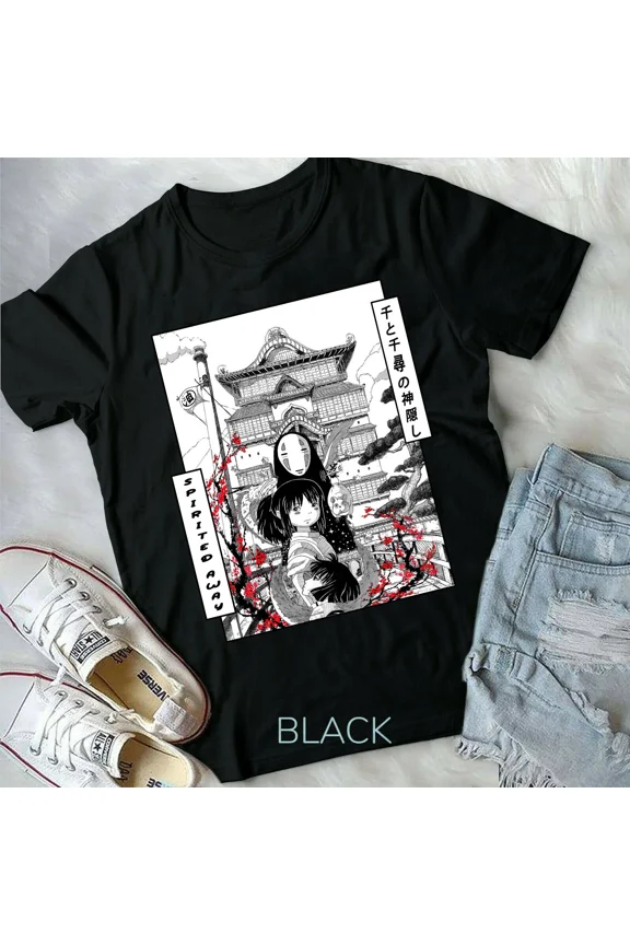 Reprint Rare Ghibli Inspired Spirited Away,No Face Black and white new Unisex T-Shirt