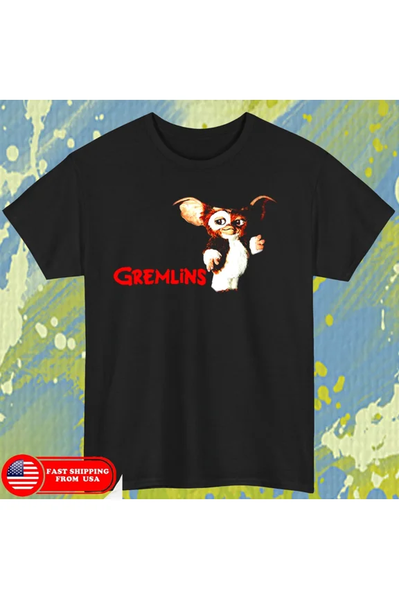 Reprint Rare Gizmo Gremlin Movie Logo Black tshirt size L