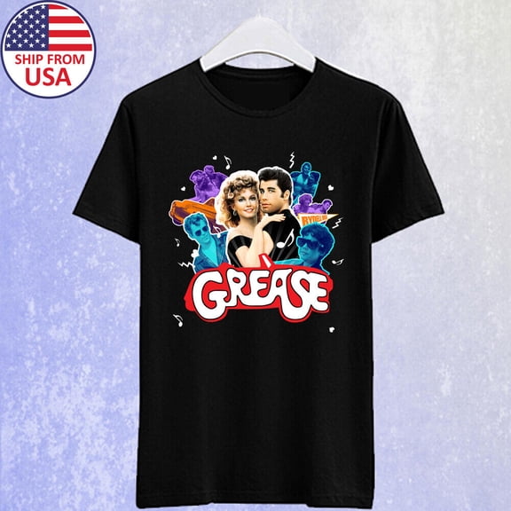 Reprint Rare Grease Retro Movie Men's Black T-shirt Size S-5XL