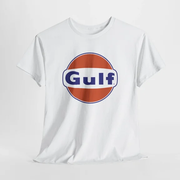 Reprint Rare Gulf Unisex Graphic White Tshirt Cotton Tee Sizes S-3XL Racing Fans