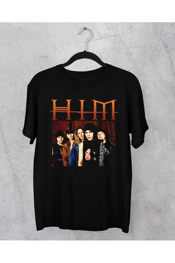 Reprint Rare HIM band poster T-shirt black Unisex short sleeve All sizes S to 5XL 1U67