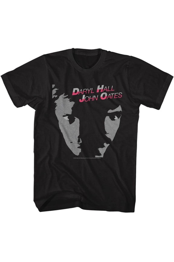 Reprint Rare Hall and Oates Faces Black T-Shirt