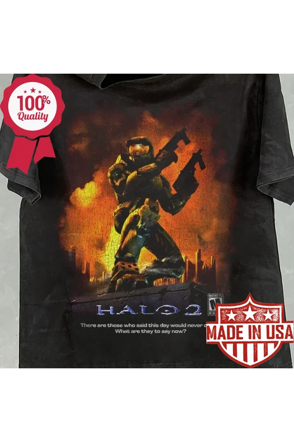 Reprint Rare Halo 2 Master Chief T-Shirt – Retro Bootleg Video Game Graphic Tee S-5XL AH0183