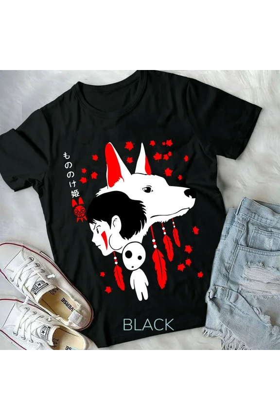 Reprint Rare Hayao Miyazaki Studio Ghibli T-Shirt,Princess Mononoke Graphic Tee,Top Anime