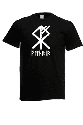 Reprint Rare Herren T-Shirt - Fenris Wolf Rune Symbol Viking Runen Valhalla Nordmann Wikinger