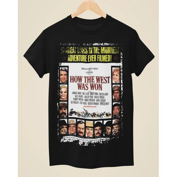 Reprint Rare How the West Was Won - Western Movie Poster inspired Unisex Black T-Shirt