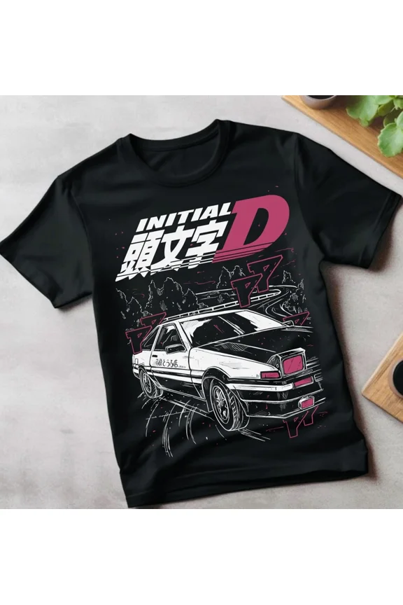 Reprint Rare Initial D Itsuki Fujiwara T-Shirt Anime Manga Movie Unisex Black Shirt All Size