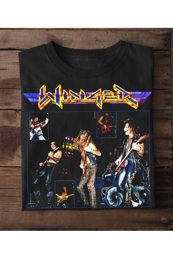 Reprint Rare Inspired Winger Cotton Black Men Gift For Fans All Size T- Shirt