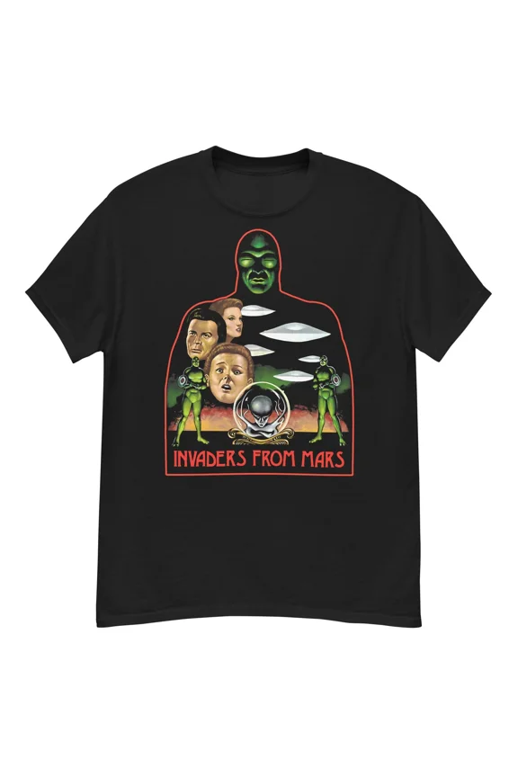 Reprint Rare Invaders from Mars cult sci-fi film fan art t-shirt
