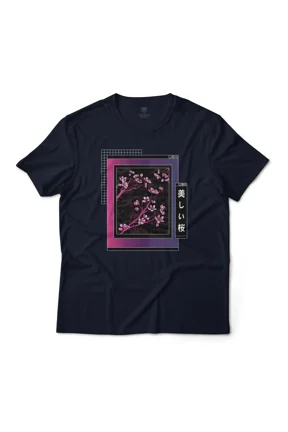 Reprint Rare Japanese Sakura Vaporwave Aesthetic Graphic T-Shirt Unisex Lightweight Cotton