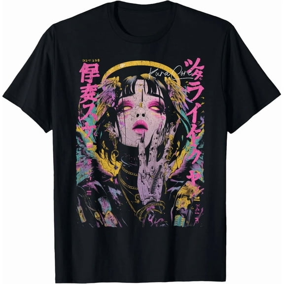 Reprint Rare Japanese Streetwear Cyberpunk Angel Techwear Manga Anime T-Shirt