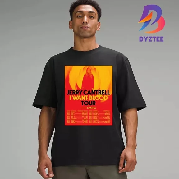 Reprint Rare Jerry Cantrell I Want Blood Tour 2025 w/ Sparta Poster T-Shirt