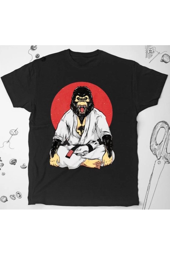 Reprint Rare Jujitsu shirt Japanese Jiujitsu shirt Martial Arts Animal Gorilla Unisex Tee