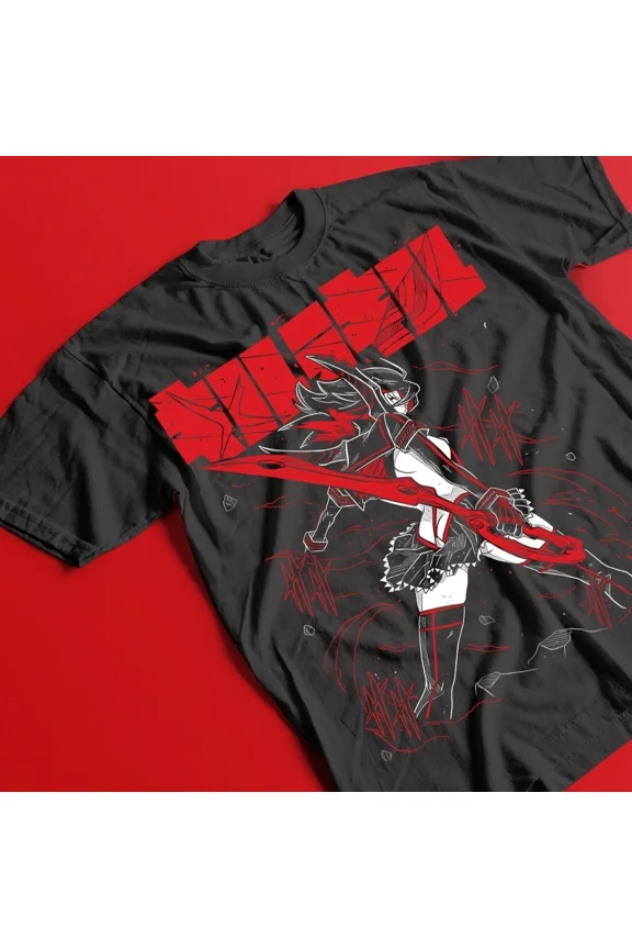 Reprint Rare Kill la Kill Ryuko T-Shirt, Anime Girl Senketsu Black Unisex Tee, All Sizes