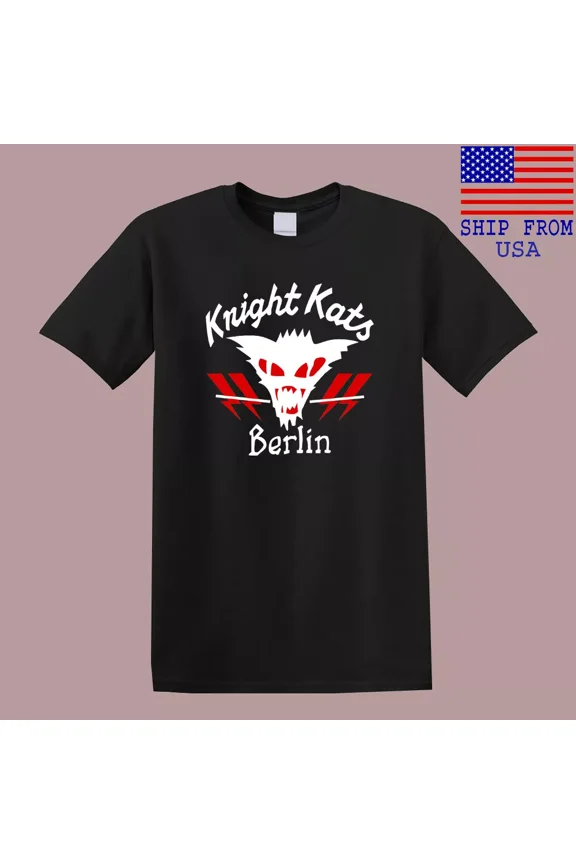 Reprint Rare Knight Kats Face Men's Black T-Shirt Size S-5XL