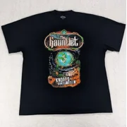 Reprint Rare Knotts Berry Scary Farm GAUNTLET T-Shirt Mens XXL Black Halloween Graphic RARE