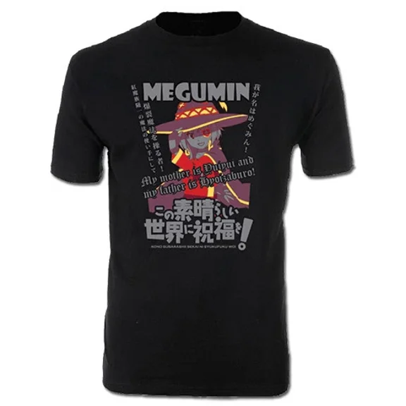 Reprint Rare Konosuba Megumin Black Adult Men's T-Shirt