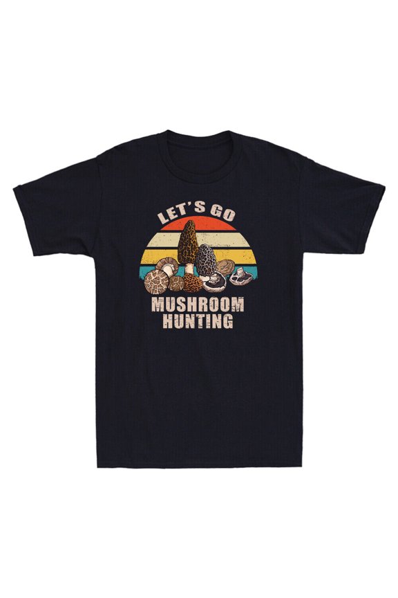 Reprint Rare Let's Go Mushroom Hunting Funny Amateur Mycologist Fungi Jokes Men's T-Shirt