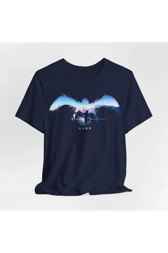Reprint Rare Light Death Note Silhouette Tee, Unisex Graphic Anime T-Shirt, Short Sleeve Top,