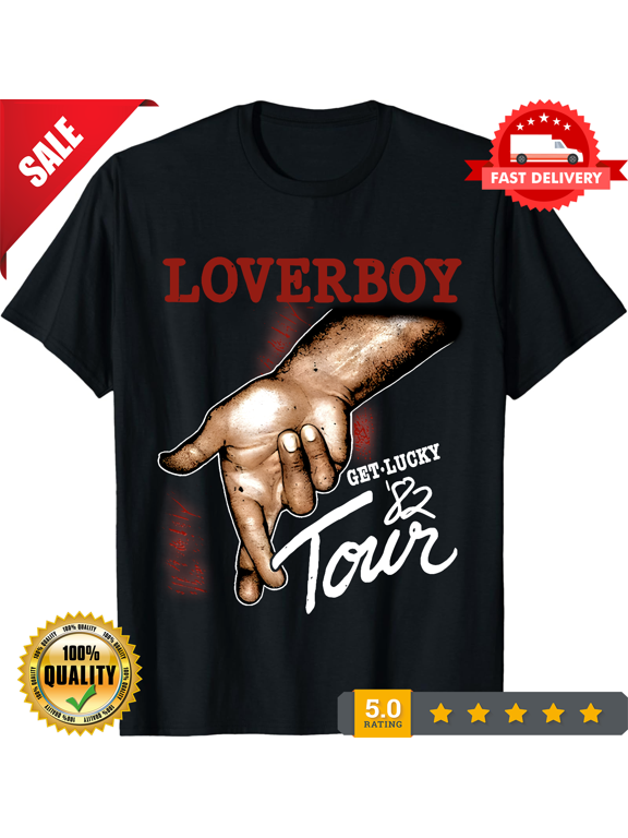 Reprint Rare Loverboy Get Lucky Men's Black T-Shirt Size S to 3XL, NEW INSTOCK-TH81371