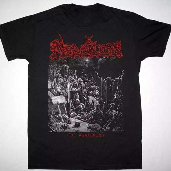 Reprint Rare MERCILESS THE AWAKENING 1990 T-Shirt Short Sleeve Black Cotton S to 5XL BF12