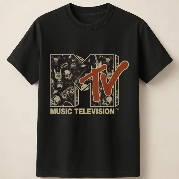 Reprint Rare MTV Music TV T With Rock And Roll Collage Artwork Unisex T Shirt