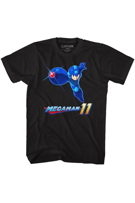 Reprint Rare Mega Man Mega 11 Black Gaming Shirt