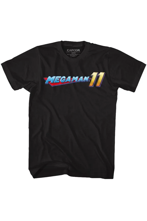Reprint Rare Mega Man Mega Logo Black Gaming Shirt