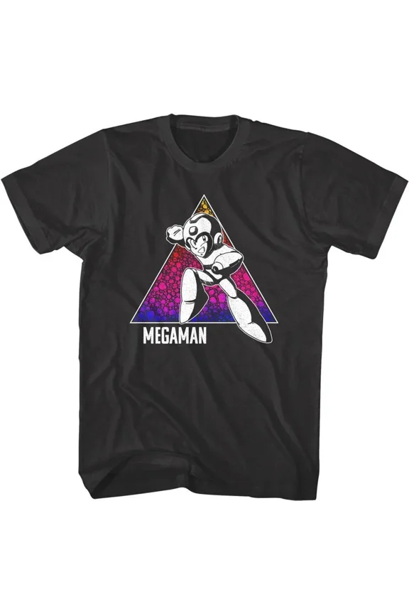 Reprint Rare MegaMan Color Triangle Men's T Shirt