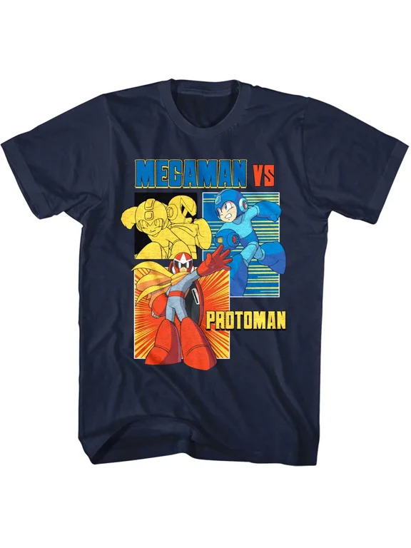 Reprint Rare MegaMan versus Protoman Men's T-Shirt Fight Rokkuman Capcom Video Game