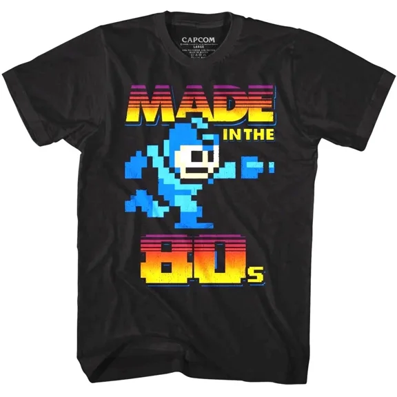 Reprint Rare Megaman Made in the 80's Men's T Shirt Rokkuman 8Bit Pixel Retro Gamer Capcom