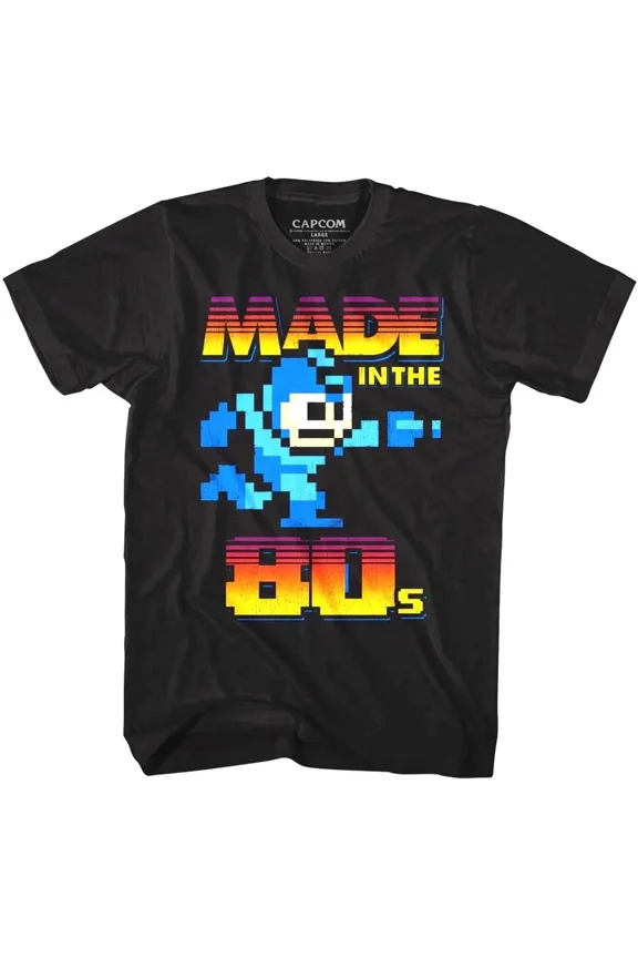 Reprint Rare Megaman Made in the 80's Men's T Shirt Rokkuman 8Bit Pixel Retro Gamer Capcom