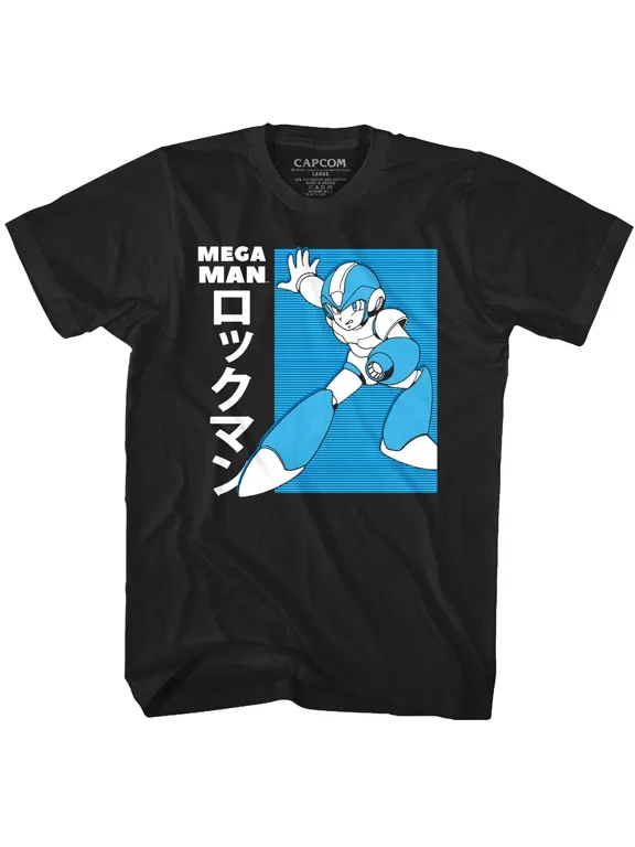 Reprint Rare Megaman Rokkuman Japanese Release Men's T Shirt Vintage Classic Gamer Capcom
