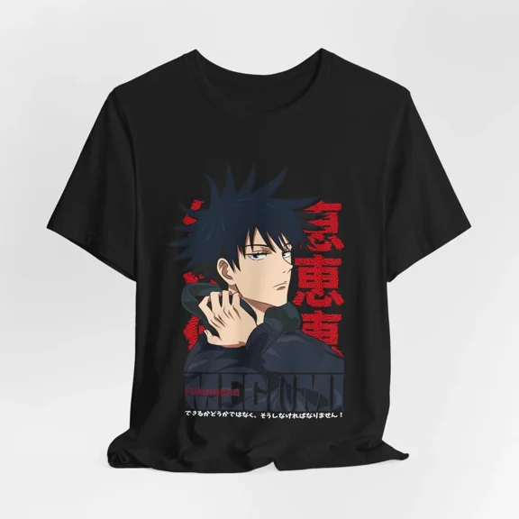 Reprint Rare Megumi Fushiguro Anime Tee, Unisex Graphic T-Shirt for Fans, Short Sleeve Shirt,