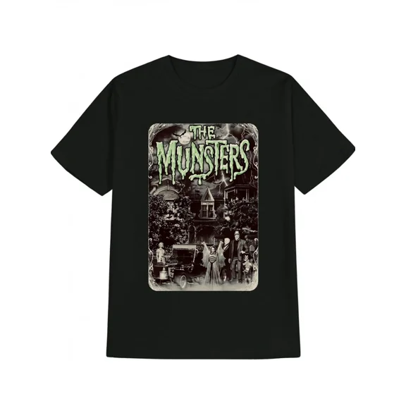 Reprint Rare Men'S Casual Crew Neck T-Shirt with The Munsters Graphic Print - Vintage-Inspire