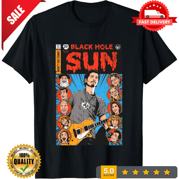 Reprint Rare Men's Pure Cotton Tees Shirt Gift Idea Clothing Unique Black Hole Sun Soundgarde, NEW INSTOCK-TH78661