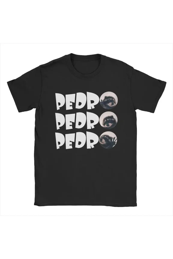 Reprint Rare Men's T-Shirt Pedro The Dancing Raccoon Funny Cotton Tee Shirt Short Sleeve T Sh