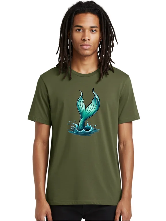 Reprint Rare Mermaid-Tail Mens Graphic Tee, 100% Cotton, Casual Summer Wear