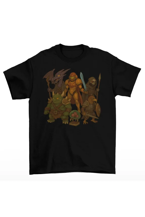 Reprint Rare Metroid & Dragons T-Shirt Unisex Adult Funny Sizes Samus Zero Dnd Dungeons New