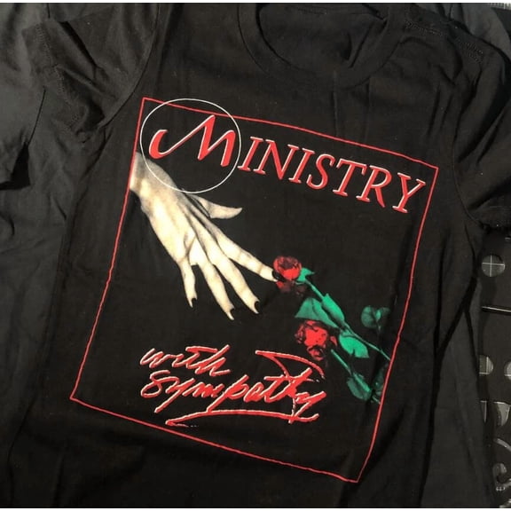 Reprint Rare Ministry With Sympathy Synthpop Short Sleeve Cotton Black All Size Shirt