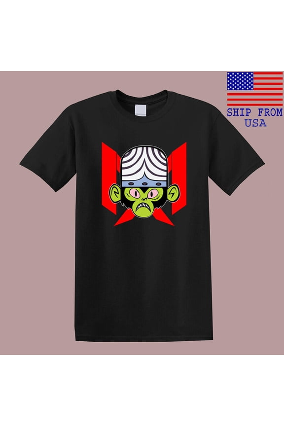 Reprint Rare Mojo Jojo Head Cartoon TV Show Men's Black T-Shirt Size S-5XL