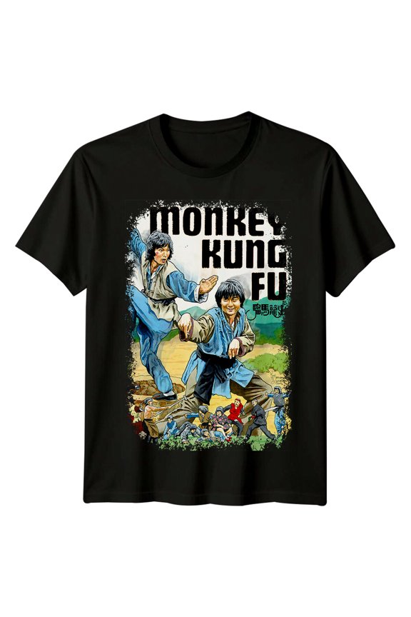 Reprint Rare Monkey Kung Fu (1979) Movie Poster Inspired T-Shirt Retro 70s Tee Unisex
