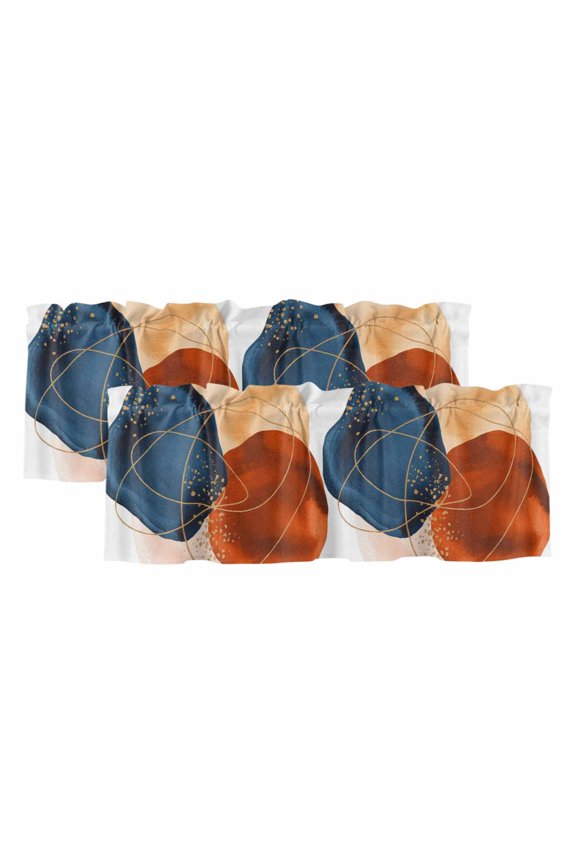 2 Pack Valances for Windows 42 x 12 Inch, Boho Geometric Decorative Kitchen Curtain Valance, Farmhouse Abstract Retro Stripes Motifs Rod Pocket Short Curtains Window Treatment for Bathroom/Cafe