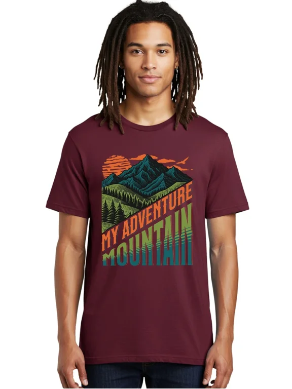 Reprint Rare My-Adventure-Mountain Mens Graphic Tee,100% Cotton,Casual Summer Wear
