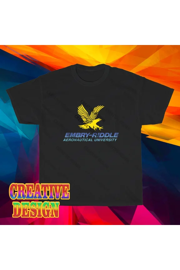 Reprint Rare NEW! Embry–Riddle Aeronautical Logo Long Sleeve T-Shirt Funny Size S to 5XL