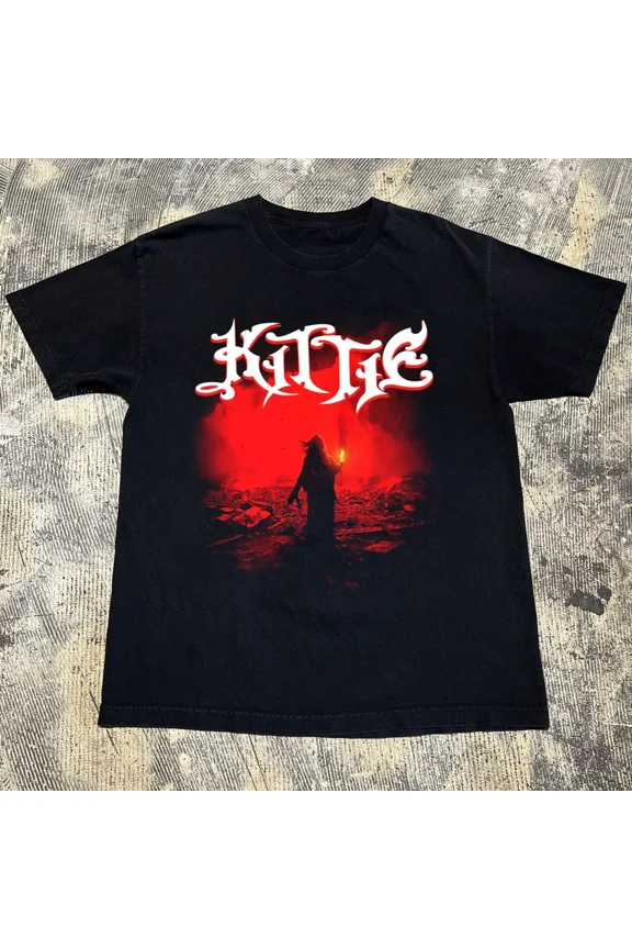 Reprint Rare NEW Kittie - 'Fire' Short Sleeve Gift Fans Black All Size Shirt