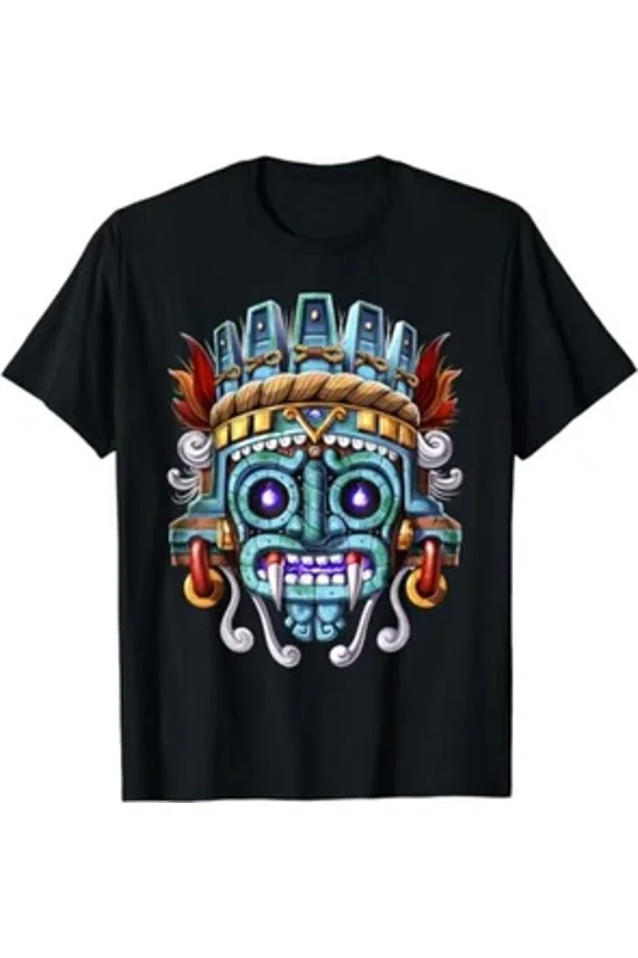 Reprint Rare NEW LIMITED Aztec God Tlaloc Mayan Mythology Deity Mexican T-Shirt Size S-5XL